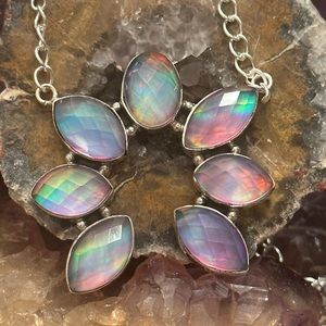 Rainbow Aurora Naja southwestern sterling silver necklace